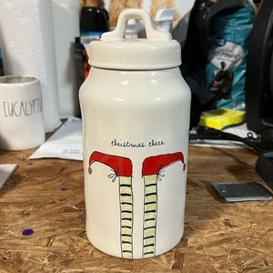 RAE DUNN ELVES FEET CHRISTMAS CHEER TALL CERAMIC CANISTER NEW 2019
